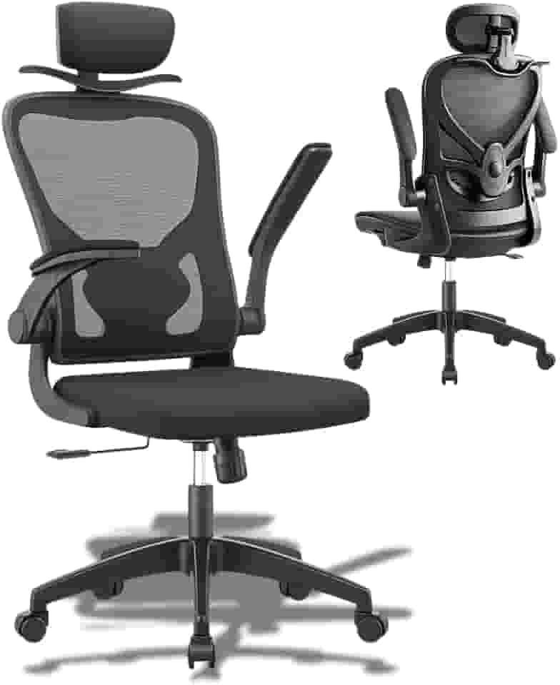 Cadeira de Escritório Home Office Ergonômica Premium, Apoio Lombar, Base Reforçada, Reclinável, Cabide, Altura Regulável e Braços Dobráveis