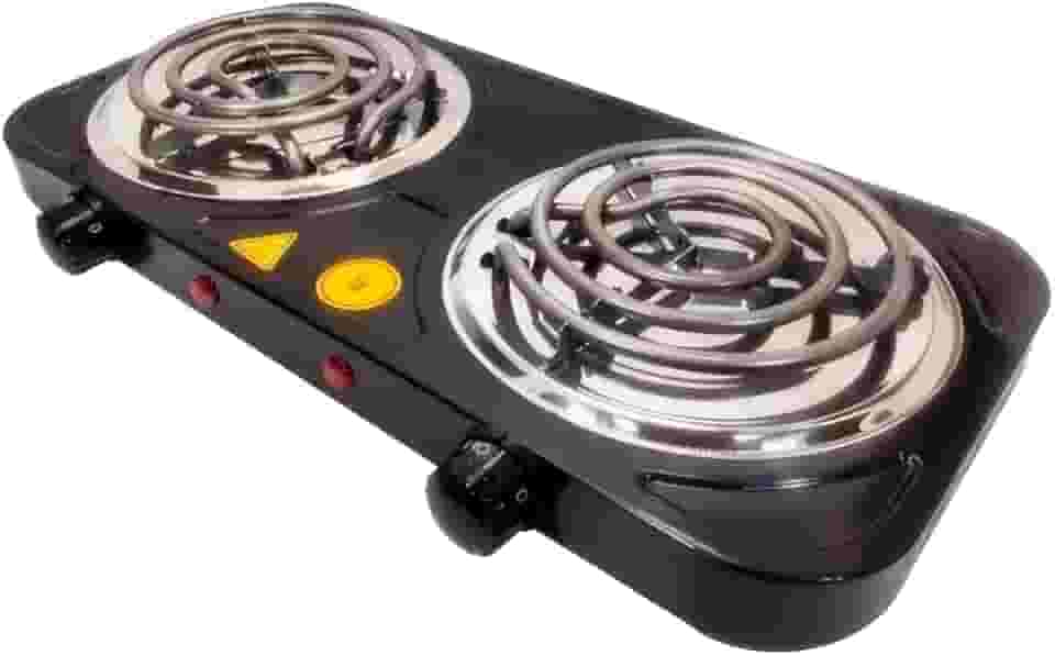 Fogareiro Elétrico Portátil 2 Bocas 2000W 127V – Fogão Cooktop de Mesa para Camping, Viagem e Uso Doméstico (Preto)