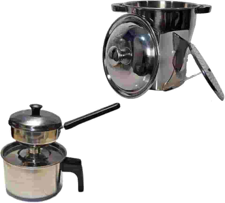 Kit de Cuscuzeira Útil Bazar 2.5L Aço Inox Família e Individual Fogão Indução Elétrico ou Gás