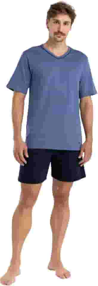 Pijama Curto Masculino Mash 100% Algodão Respirável Gola V