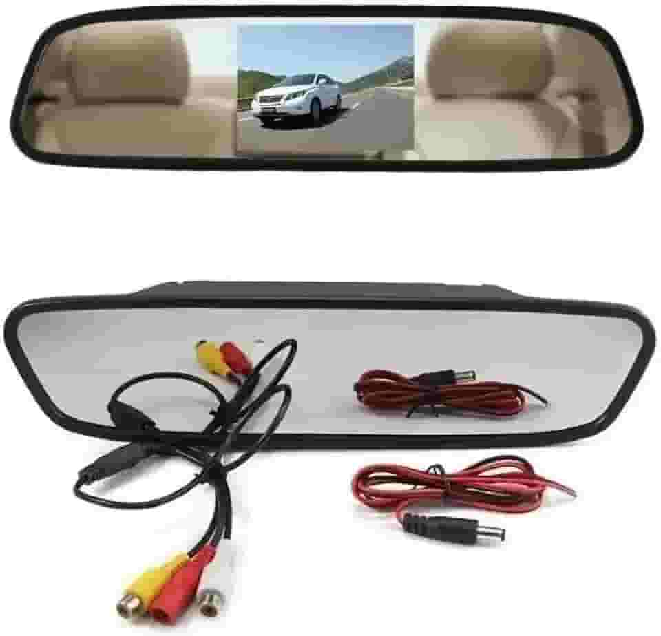 Kit Retrovisor com Tela LCD 4,3" + Sensor de Ré + Câmera de Ré