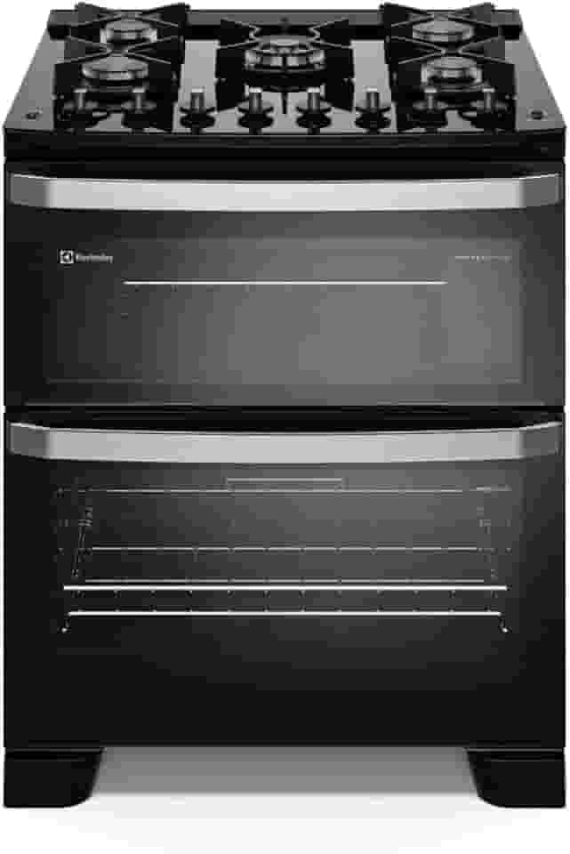 Electrolux Fogão 5 bocas Electrolux Preto Experience Mesa de Vidro, 2 Fornos e PerfectCook360 (FE5DB) 220V