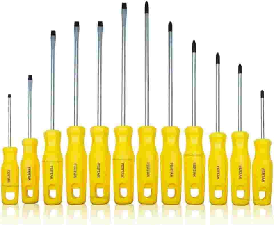 Kit Jogo Chave De Fenda E Phillips 12 Peças De Aço Profissional