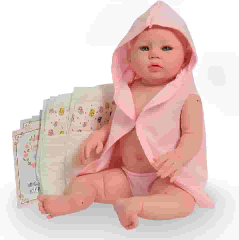 Boneca Bebê Reborn Abigail 48cm Saída de Banho + Itens