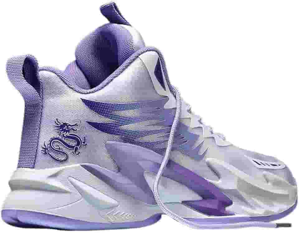 Bolognifi Tênis de basquete de cano alto masculino, calçados esportivos de treinamento, solas de borracha de malha, tênis de basquete antiderrapante, tênis de corrida ao ar livre(Purple,39 BR)