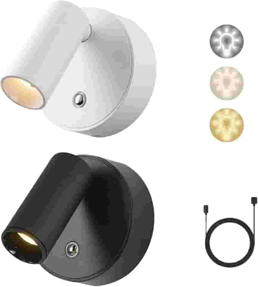 Luminária LED Recarregável USB‑C Sem Fio Sensor Toque 3 Níveis Luz Rotação 360° Ímã Forte Parede Quarto Leitura (Preto)