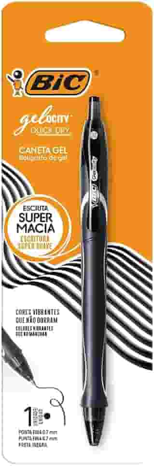 BIC, Caneta em Gel, Gelocity, Quick Dry, Ponta Fina, Preto, 1 Unidade