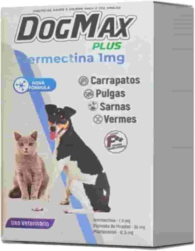 DogMax Plus - Ação 4 em 1 - Remédio para pulgas, carrapatos, vermes e sarna 4 Comprimidos para cães e gatos 5kg
