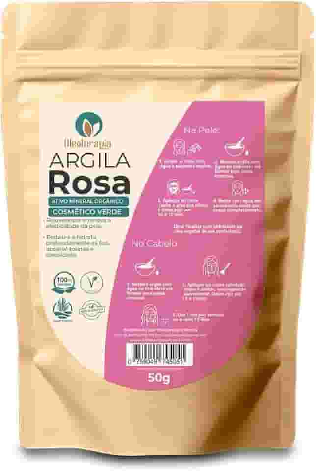 Argila Rosa 50g - 100% natural - Uso cosmético/rosto, cabelo e corpo