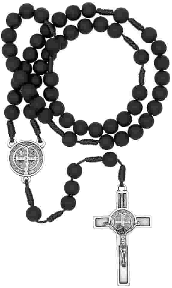 Terço São Bento Preto Fosco 8mm Com Fé Brasil