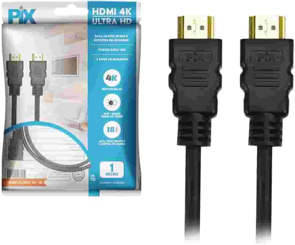PIX Cabo Hdmi 2.0 4K Hdr 19P 1M Pix Gold, Preto