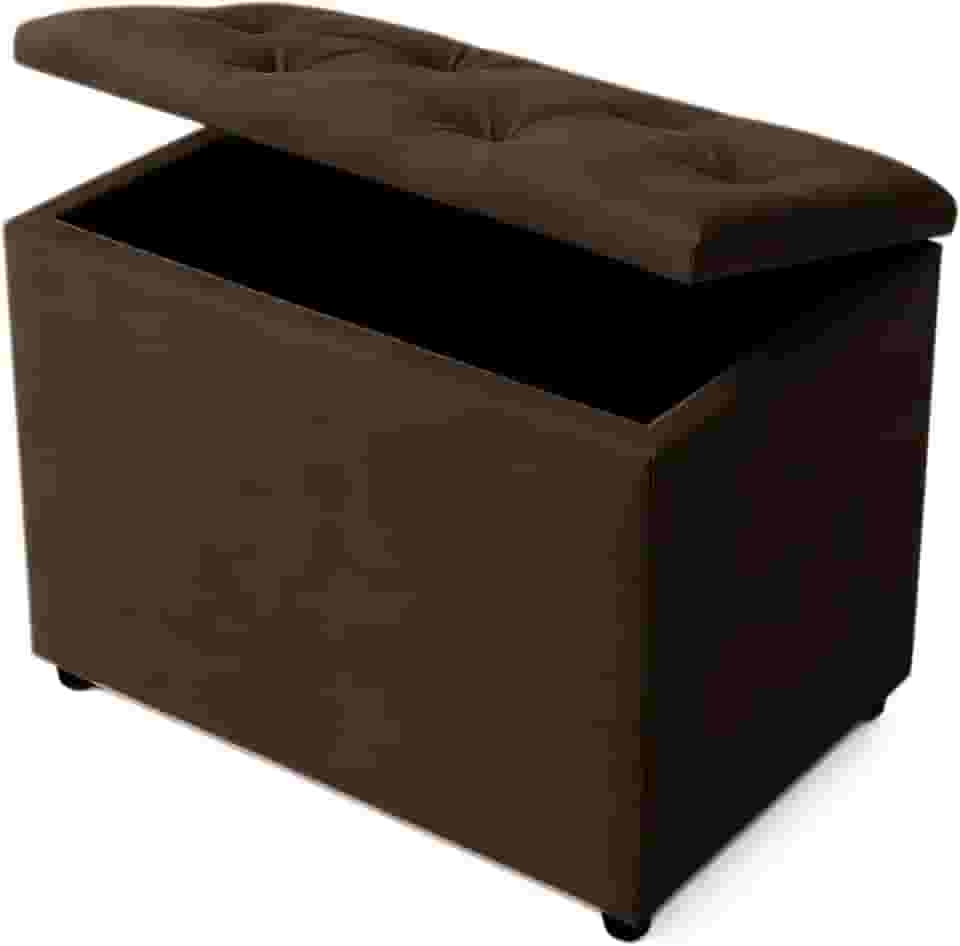 Baú Retangular Guarda Volumes Brinquedos Decoração Assento Quarto Sala (Marrom Suede)