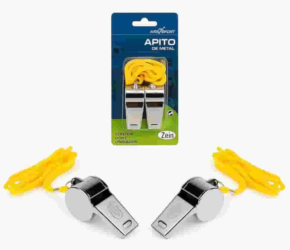 KIt 2 Apitos De Metal Resistente com Cordão – Ideal para Arbitragem, Escolas e Aulas de Educação Física