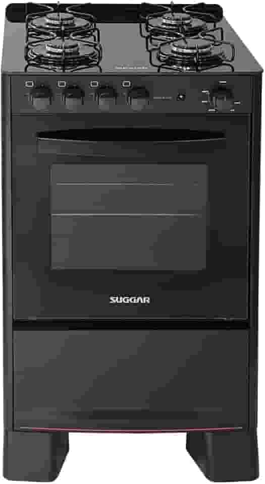 Fogão Suggar Cook Glass 4 Queimadores Mesa Vidro Preto Bivolt FGVCG410PT