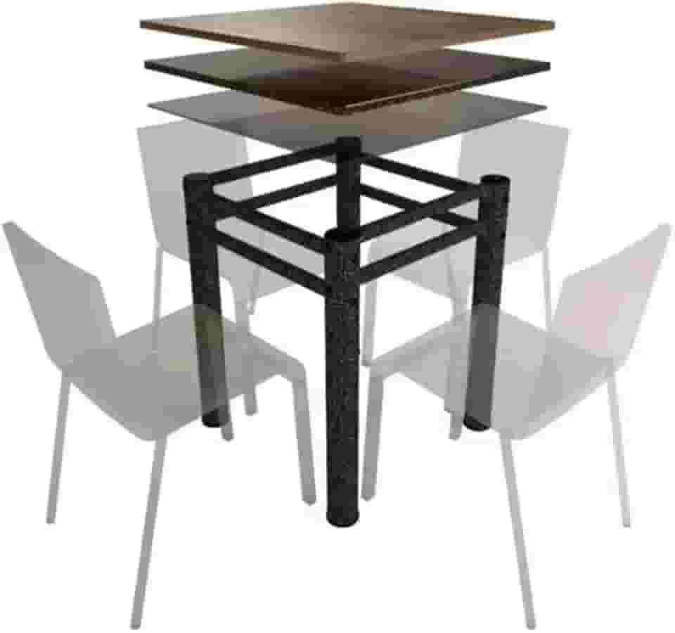 Base Quadrada Para Mesa Jantar Vidro Pedra Madeira 75x75cmb4 Cor:Texturizado