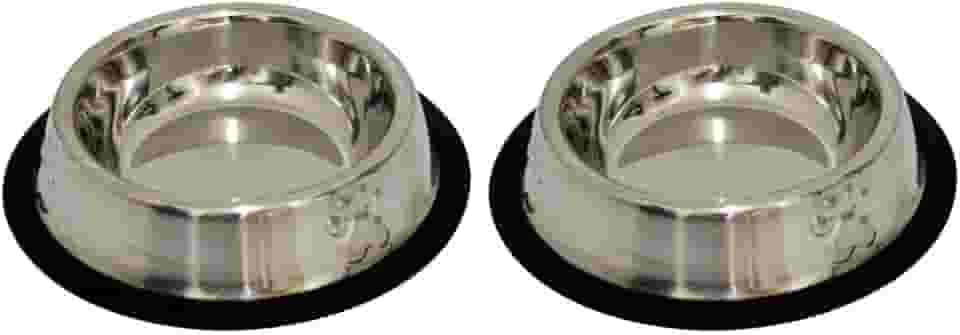 Kit 2 Potes Comedouro e Bebedouro Em Inox Anti Derrapante 240 ml Patas Relevo Mini