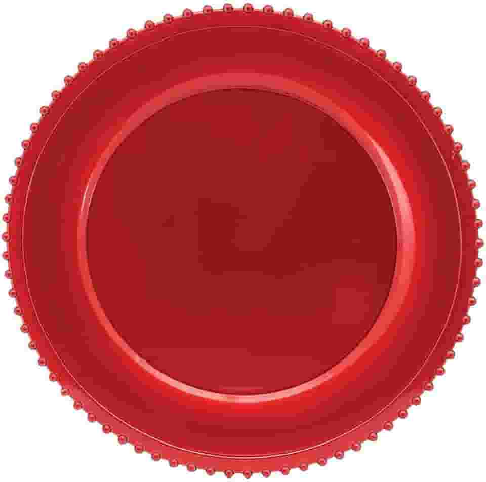 Tuut, Linha Home Decor, Sousplat Com Borda Decorada, Vermelho, 33cm