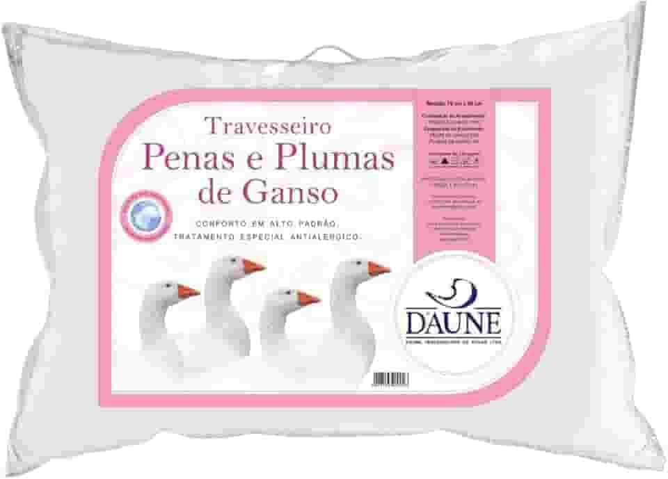 Travesseiro 95% Pena de Ganso e 5% Pluma de Ganso Natural - 50 cm X 70 cm Conforto