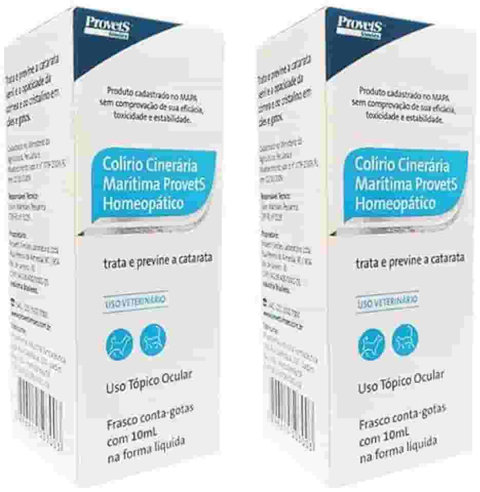 Yoeyang Colírio Provets Cinerária Marítima - Kit C/2 Unidades de 10 mL para Cães, Gatos e Cavalos