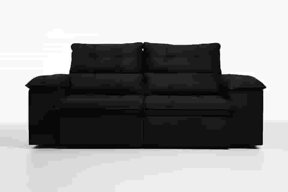 Sofá Compacto, Prático e Versátil 2 Lugares Reclinável e Retrátil Bel Veludo LIMOV Perfeito para Salas Pequenas (Preto)