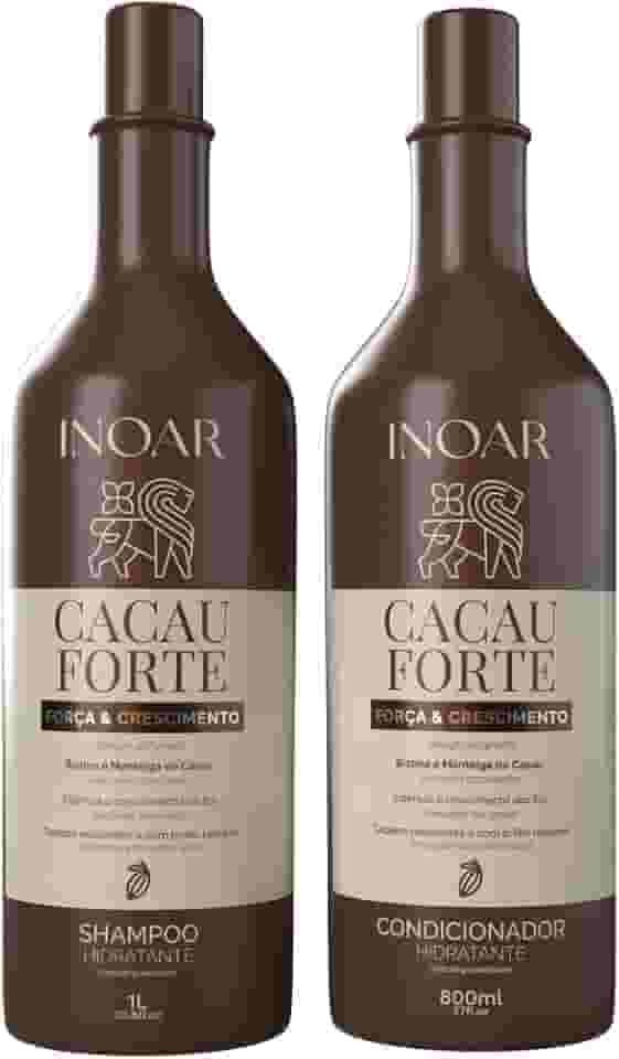 Inoar, Cacau Forte, Kit Shampoo 1L + Condicionador 800ml, Crescimento Saudável e Hidratação Intensa, Biotina e Manteiga de Cacau, Para Cabelos Enfraquecidos e Quebradiços