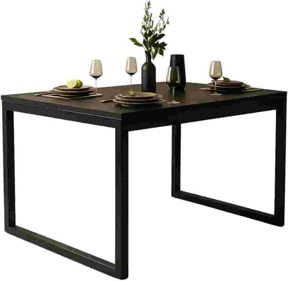 Mesa de jantar MDF para 4 pessoas, 100 cm, estilo industrial - para salas de estar, cozinhas ou apartamentos (Preta Premium)