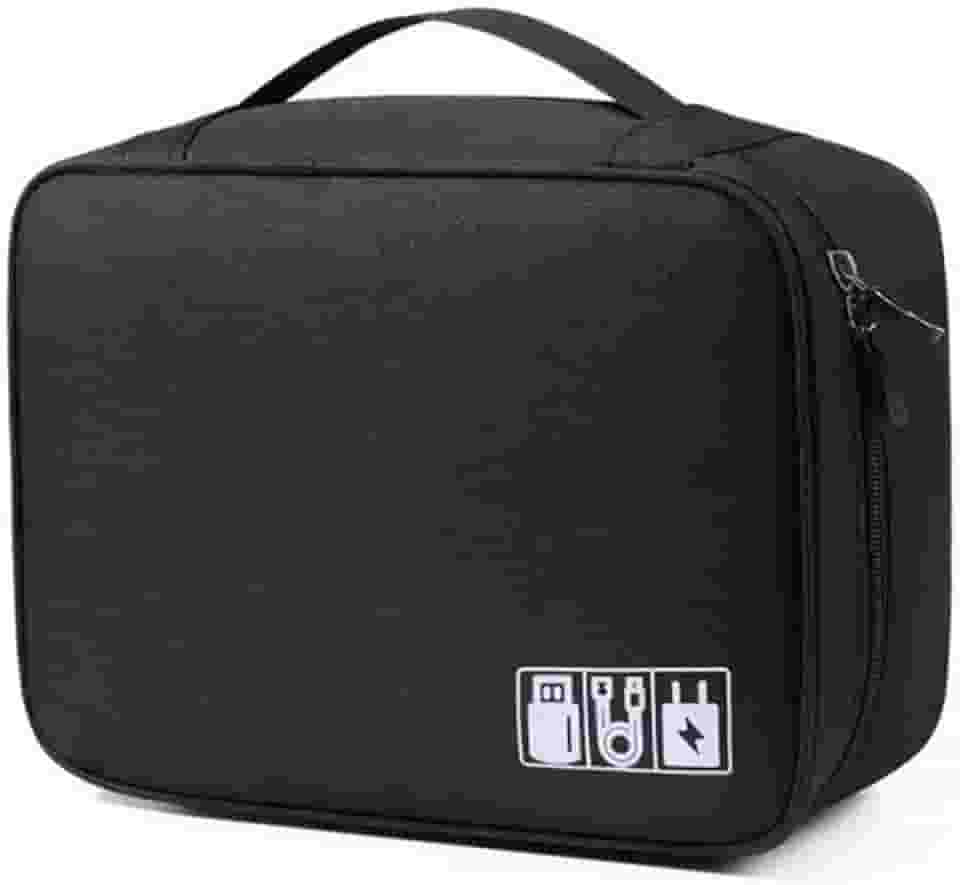 Estojo Bolsa Organizador Para Cabos Fios Canetas Acessorios Eletronicos Viagem Grande Duplo Modelo Rigido Portatil Multifuncional com Alça