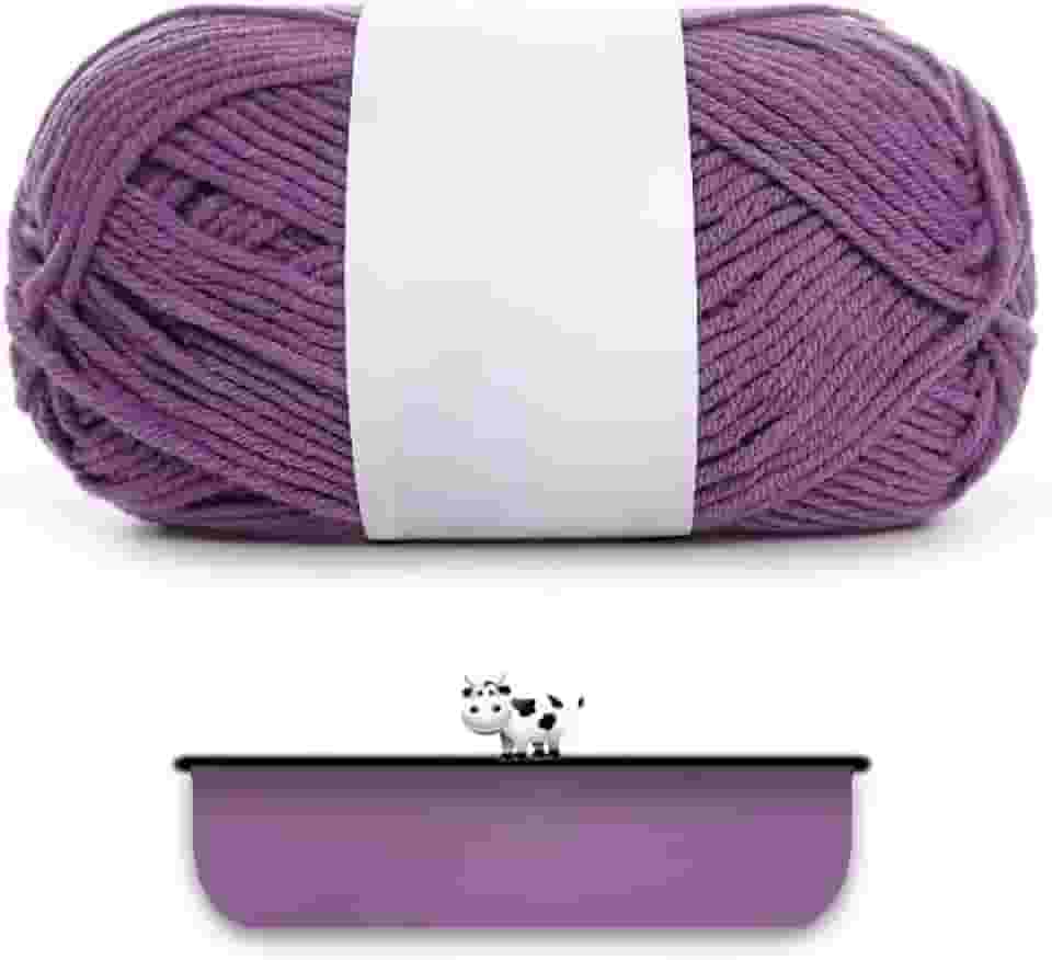 Fio de algodão penteado para tricotar à mão - ultramacio e suave, ideal para roupas, suéteres, cachecóis, material de artesanato (roxo)