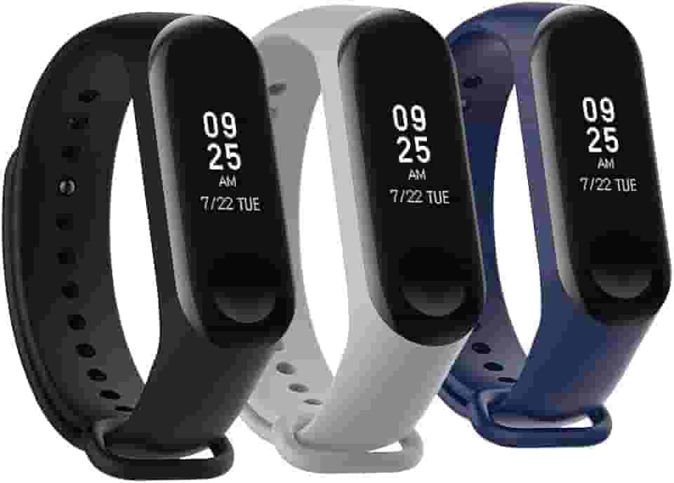 Kit com 3 Pulseiras compatíveis com Mi Band 3 ou 4, Silicone, Preto, Esportivo, Moderno