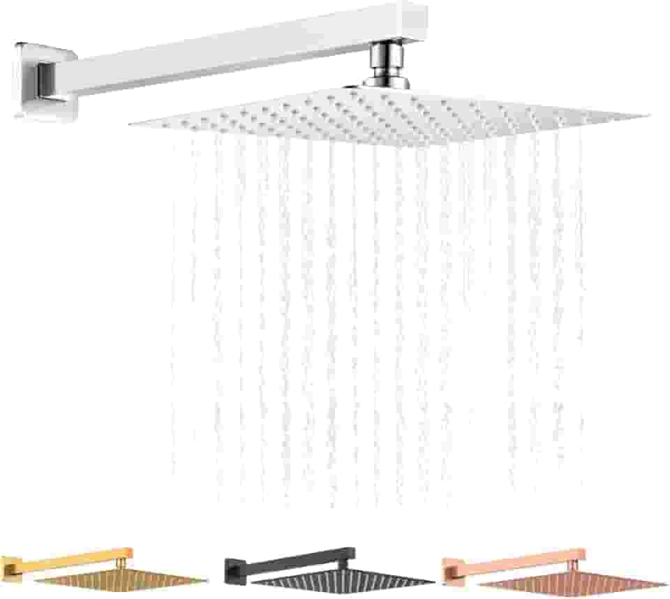 Kit Ducha Inox Chuveiro 30x30 Cm Slim 0,8mm + Cano 40 Cm (prata 2)