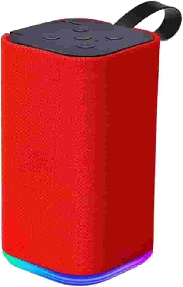 Caixa de Som Bluetooth, Excelentes Graves, Rádio FM, Entrada USB, Micro USB e Entrada Aux para Cabos P2, Alcance 10M, Led Colorido RGB em 7 Cores- Distribuição Exclusiva QH Shopp (Vermelho)