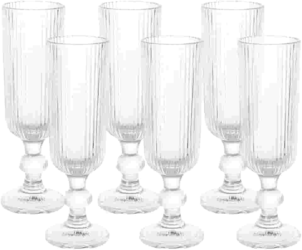 Taça de Champanhe Canelada 140 ml – Conjunto com 6 Peças | Design Cilíndrico Clássico e Sofisticado | Premium Collection