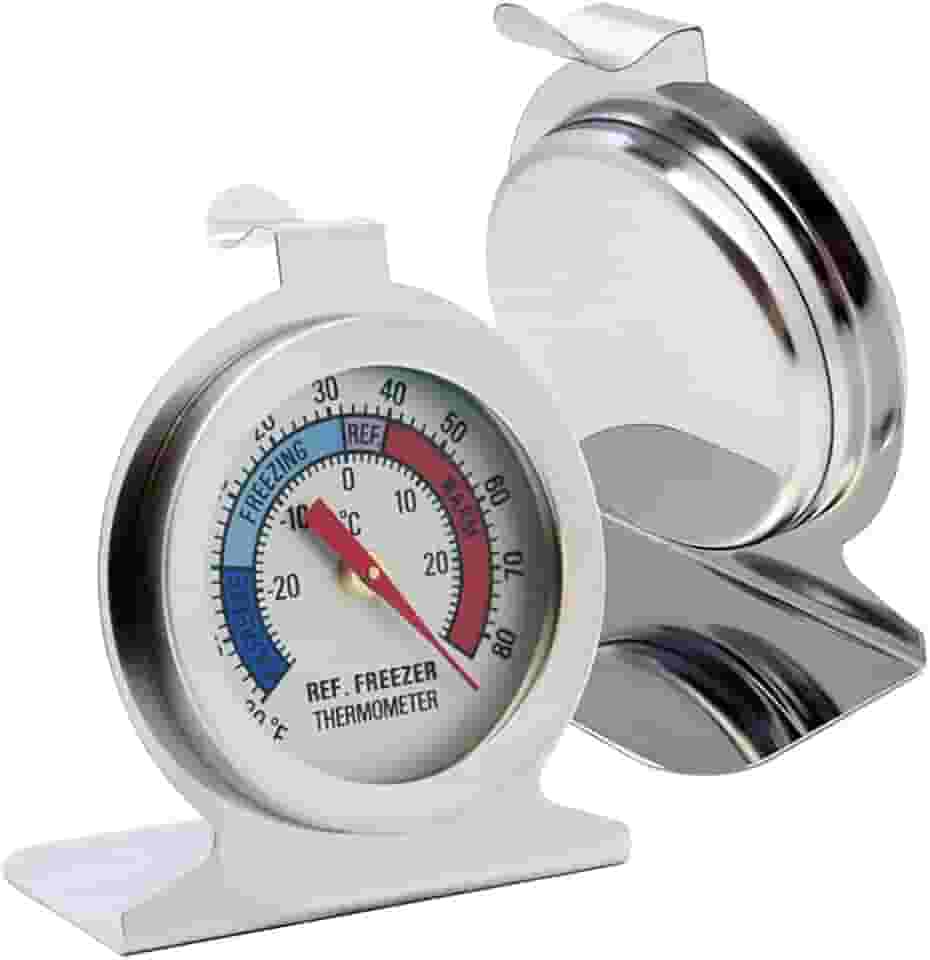 Termômetro clássico de geladeira de cozinha – termômetro de geladeira e freezer com mostrador grande, perfeito para refrigerador, geladeira ou freezer