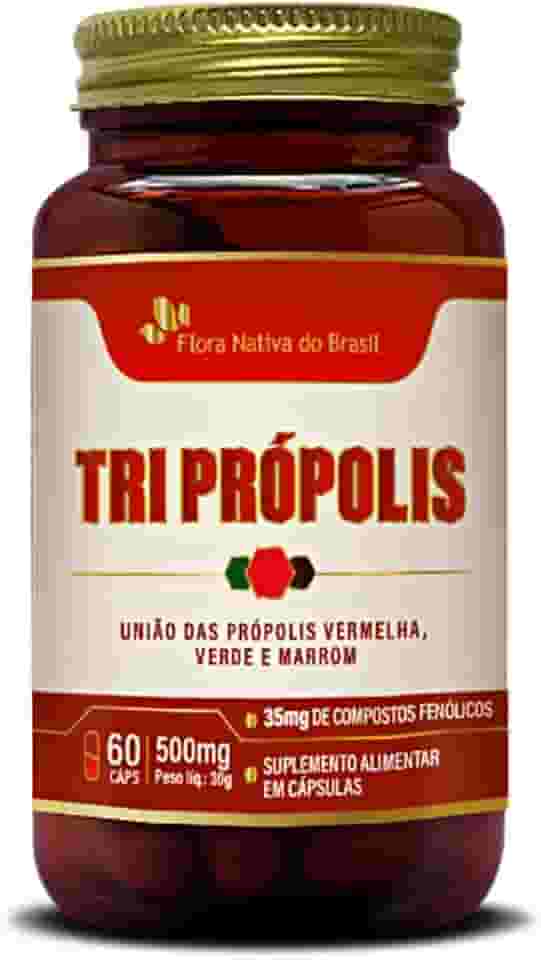 Tri Própolis 500mg 60 Capsulas - União das Própolis Vermelha, Verde e Marrom - Flora Nativa