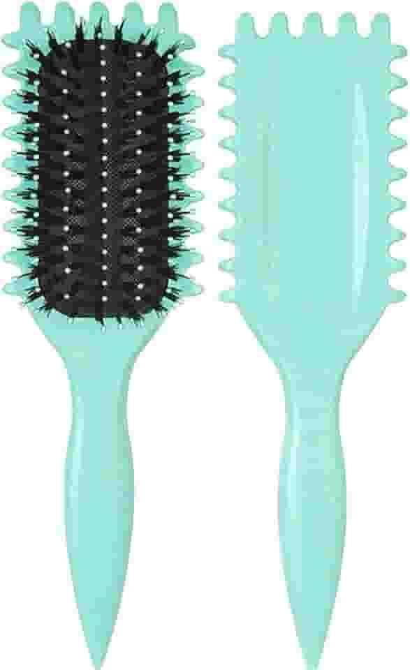 Urbeokr Pincel definidor de cachos para mulheres, escova de cabelo com cerdas de javali, modelagem e definição de cachos, verde, 1 peça