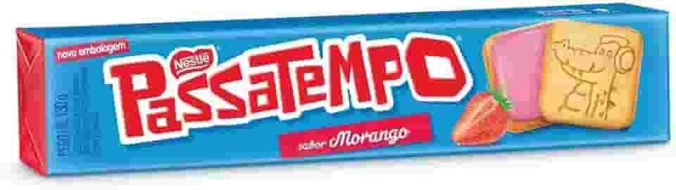 Biscoito Recheado, Passatempo, Morango, 130g, Pacote de 1