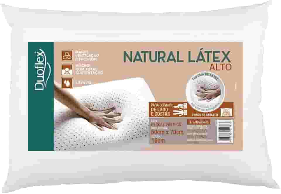 Travesseiro Natural Látex, Alto, para fronha 50cmx70cm, Branco, Duoflex