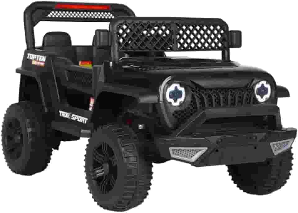 Bang Toys - Carrinho Elétrico Infantil Adventure 12V - com Luzes de LED, Sons, Entrada USB/MP3, Bluetooth, Controle Remoto - Suporta até 50kg - Cor Preto