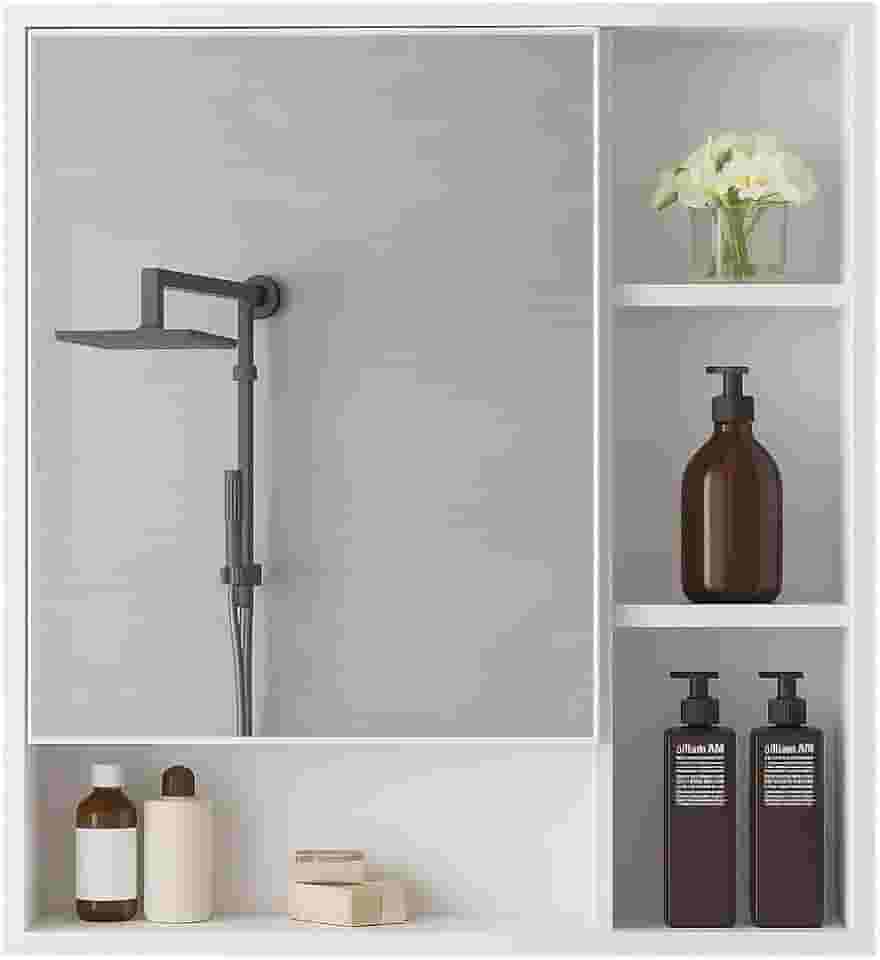 Armário Banheiro De Parede 1 Porta Com Espelho Selene Casa JD (Branco)