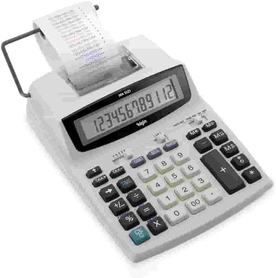 Calculadora com Bobina 5121 Elgin - 12 Digitos Bicolor Alimentação por Pilhas ou Fonte