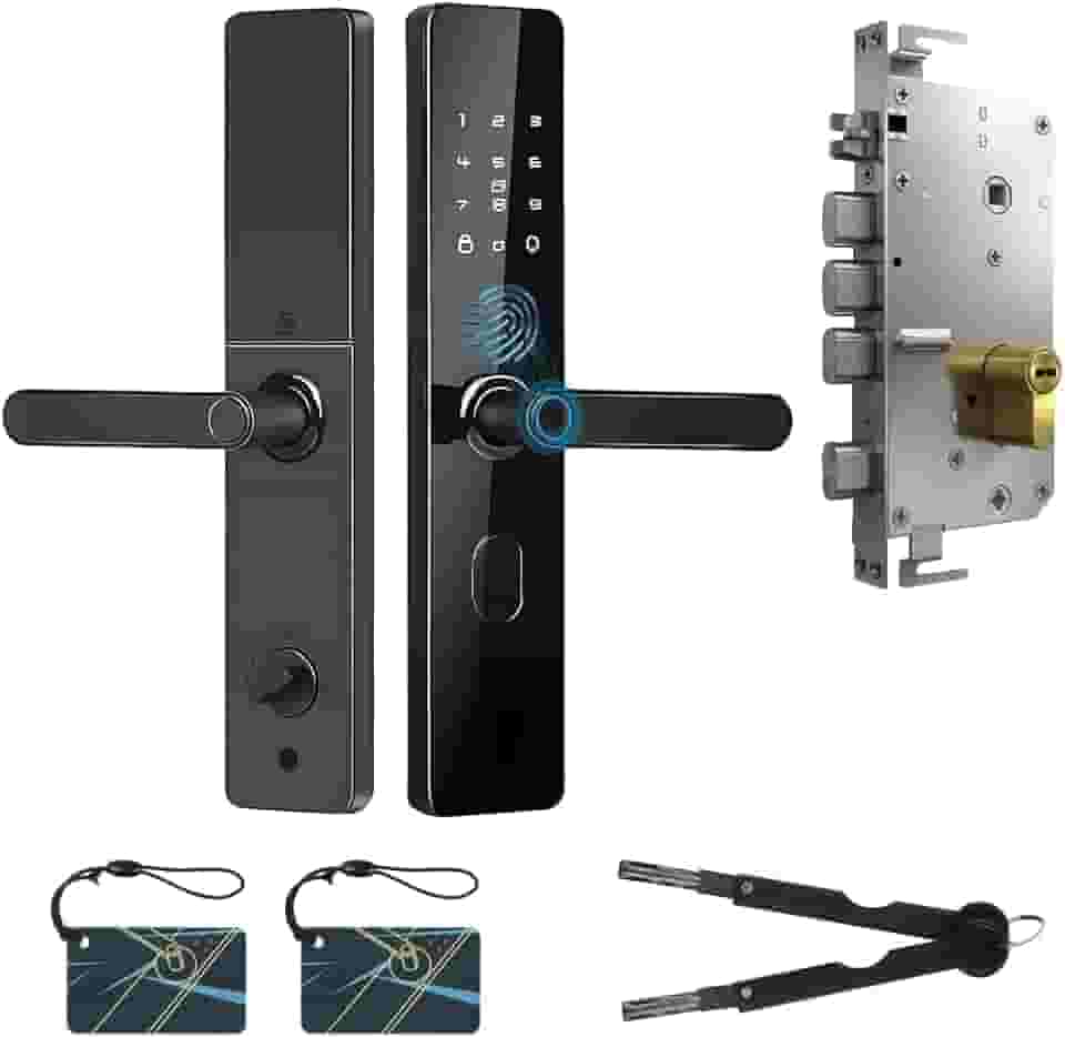 Fechadura Eletronica com Touch Screen, Fechadura Inteligente, Fechadura Digital Biometria por Impressão Digital, Adequado para portas com espessura de 5 cm ou mais