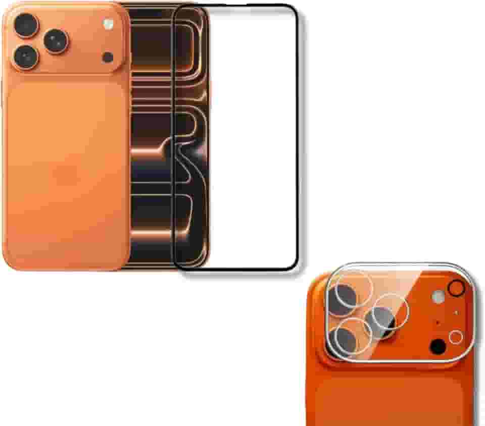 Película De Vidro 3D Tela Toda Para iPhone + Película Lente de Câmera (iPhone 17 Pro Max)