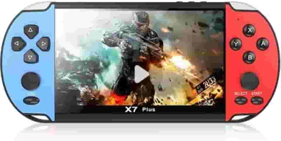X7 Plus Console Portátil de Jogos Retro - Tela HD 8GB, Controles Azul e Vermelho, Bateria Recarregável, Compatível com 10 Mil Jogos, tela 5,8 Polegadas