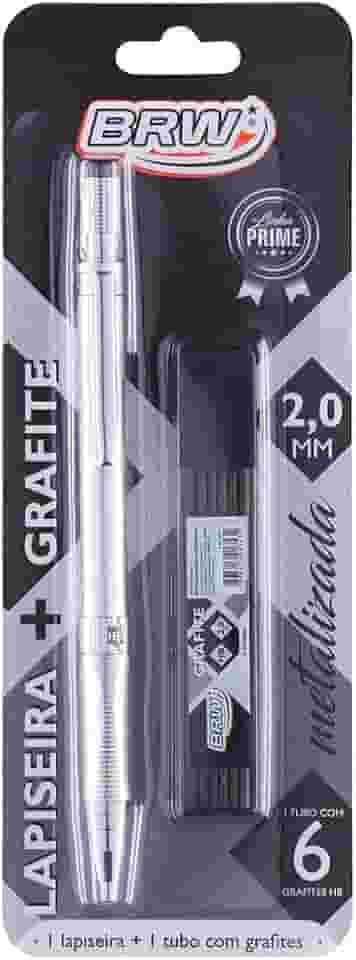 Lapiseira Metalizada Prata + Grafite 2.0mm, BRW