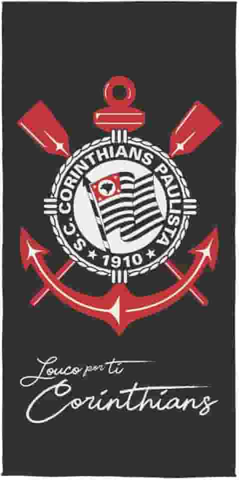 Toalha de Time Praia E Piscina, Licenciada, Aveludada, 1,40mx70cm, Altihaus, Secagem R�pida, Macio - Lepper (Corinthians II)