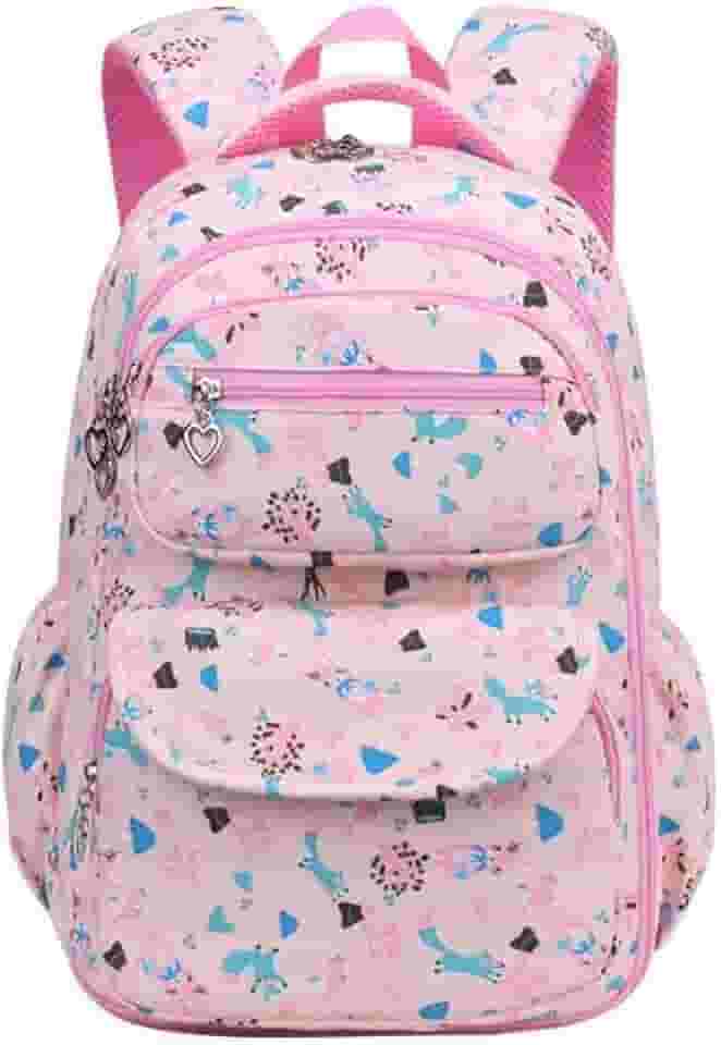 Mochila Escolar Feminina LukeSports Grande Reforçada Infantil – 46cm – Rosa Estampada com Divisórias Internas e Alças Ergonômicas