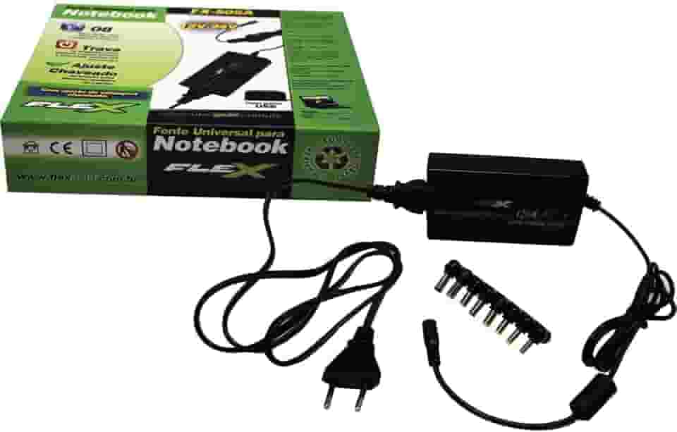 Fonte Para Notebook Universal, Flex, Com 8 Pinos, Bivolt, Natural