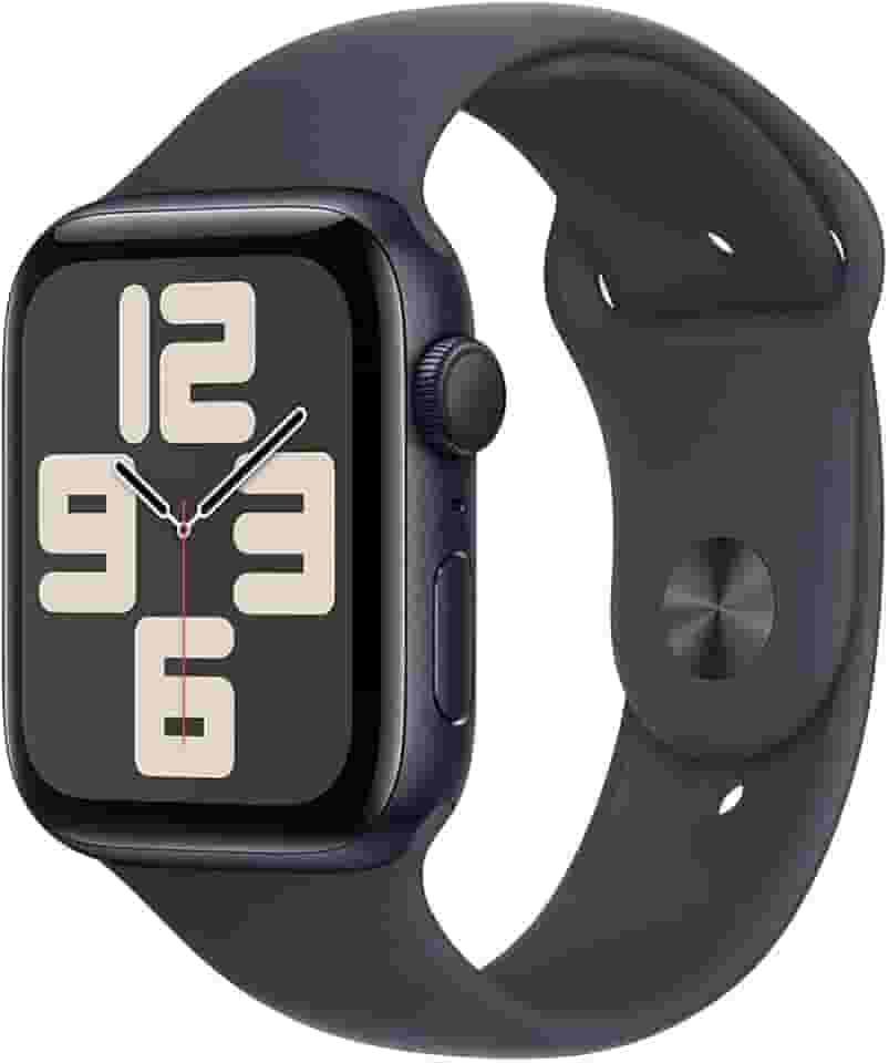Apple Watch SE GPS • Caixa meia-noite de alumínio – 44 mm • Pulseira esportiva meia-noite – M/G