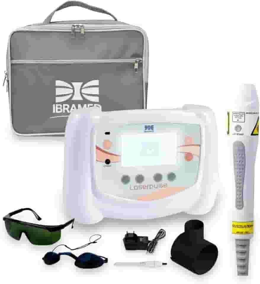 Kit completo Aparelho Laserpulse Portátil Ibramed com Probe P3 660nm e Bolsa Safira – Laserterapia Profissional