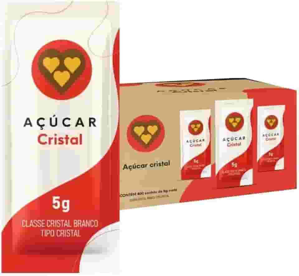 Açúcar Sachê Cristal 3 Corações 5g Caixa Com 400 Unidades